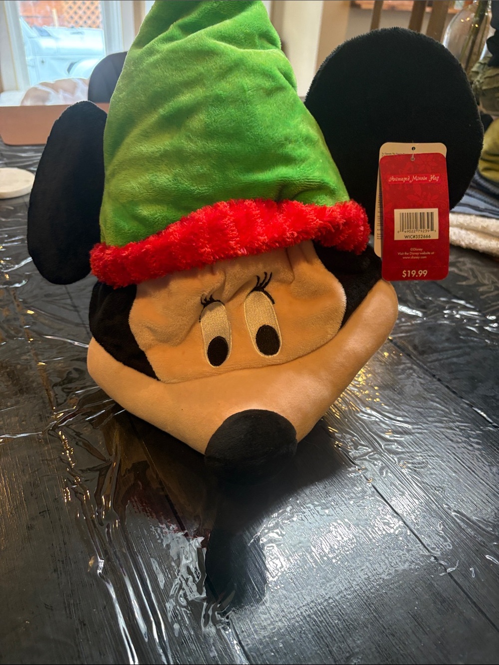 Disney Plush Character Holiday Hat in Black, Green & Red